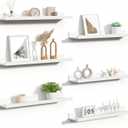 upsimples Floating Shelves for Wall, 23.6 Inch Shelves for Decor Storage Set of 6, Wall Mounted Wood Shelf for Bedroom, Living Room, Bathroom, Kitchen, Long Picture Ledge Shelves, White