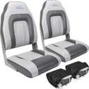 Affordura Boat Seat for Boats with 2 Storage Bags High Back Folding Boat Seat Boat Fold Down Seat (2 Packs), Charcoal