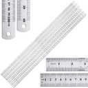 Lothee 6 Pieces Bulk Metal Yard Stick Large Stainless Steel Ruler Rule Measure Straight Edge 1 Metre Meter 40 Inch / 100 cm School Classroom Measuring Tool for Student Teacher Woodworking
