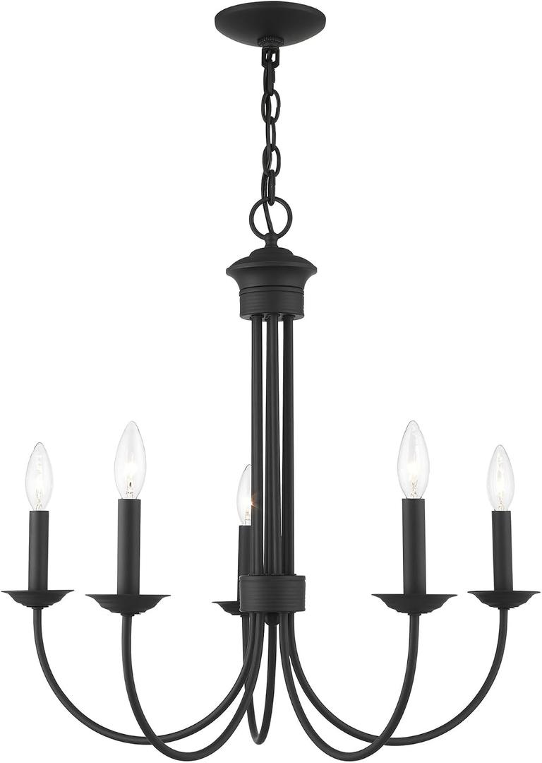 Livex Lighting 42685-04 5 Light Black Chandelier, 25"L x 25"W x 24"H
