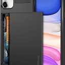 Vofolen Case for iPhone 11 Case Wallet Credit Card Holder ID Slot Sliding Door Hidden Pocket Anti-Scratch Dual Layer Hybrid Bumper Armor Protective Hard Shell Back Cover for iPhone 11 6.1 Black