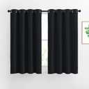 NICETOWN Black Out Curtains 54 inch Long for Bathroom - Easy Care Solid Thermal Insulated Grommet Blackout Window Treatment for Bedroom (2 Panels, W52 x L54)