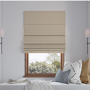 Cordless Roman Shade in Natural Linen | Light-Filtering & Blackout