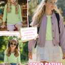 LessonZoo Girls 3/4 Sleeve Crewneck T Shirt, Light Green, 9-10y (Green)