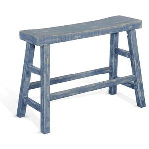 Benzara Rena Counter Height Bench- Trestle Legs with Footrests- Mahogany Wood Frame