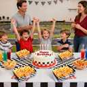 2 x 36 PCS Race Car Party Paper Food Boat Trays Supplies, Black and White Checkered Party Plates Disposable Nacho Snack Dessert Serving Tray Basket Holder for Racing Themed Birthday Party Decorations