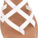 Huayuanwell Women's Gladiator Flat Sandals Fisherman Strappy Sandals Ankle Strap Sandals (White)