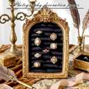 Liliaafar Vintage Ring Holder Arch Black Mat Ring Wedding Display Suede Jewelry Box Stand Frame Earring Tray Anniversary Engagement Baroque Organizer Photograph Prop for Women Birthday Gifts