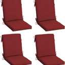 Arden 4-Pack Outdoor Patio Dining Chair Cushion, 20x44, Rain-Proof Seat Pad, Fade-Resistant Outdoor Cushion Ruby Red Leala
