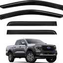 Tape-On Rain Guards for Ford Ranger 2024 2025 2026, Side Window Deflectors Window Visor Rain Guards Compatible with Ford Ranger Accessories 2024-2026