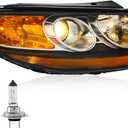 TODO Headlights Assembly Pair Compatible with 2007 2008 2009 2010 2011 2012 Hyundai Santa Fe 6 Pin Headlamp Replacement with Bulbs,Right Passenger Side