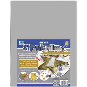 Grafix Metallic Shrink Film - Silver Opaque 8.5"x11" Sheets, Design Your Art and Shrink It to Create Jewelry, Embellishments, Paper Crafts, Gift Tags, Ornaments and More, Pack of 50