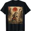 Samurai Otter Japanese Vintage Funny Gifts Graphic Art T-Shirt 3XL