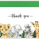 Safari Jungle Thank You Cards With Envelopes, 50 Jungle Animals Folded Baby Shower Thank You Note, 4 x 6 Wild one Notecards, Perfect for Baby Shower & Kids Birthday