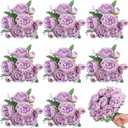 8 Bundles Artificial Peonies Flowers Boho Faux Flowers Arrangements Artificial Centerpiece Spring Bouquet Floral Wedding Decoration for Vase(Light Purple)