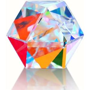 Color Crystal Faceted Optical Prism Beam Splitter Light Refracting Photography Science Glass Prisms, 20mm Polyhedron Prism