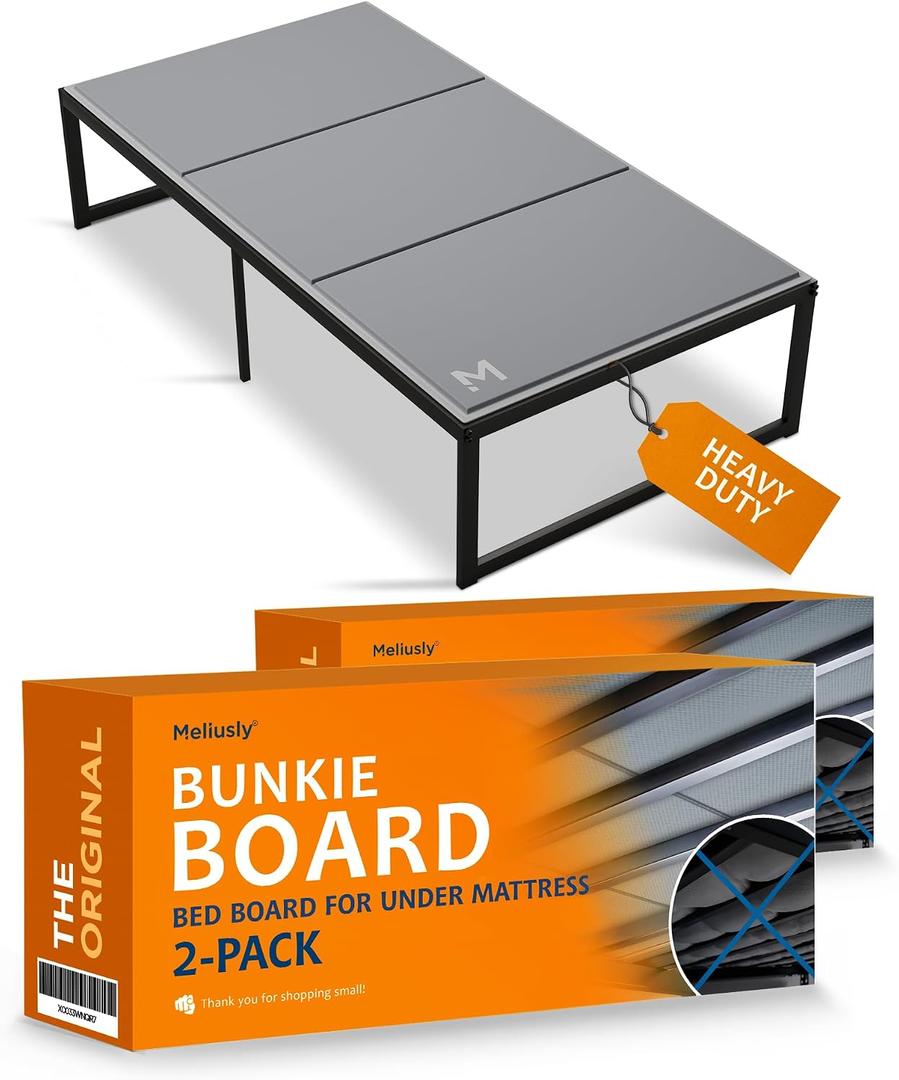 Meliusly Heavy Duty Bunkie Board Twin XL 2-Pack (38x79 Each) - Non-Slip Breathable Bed Support Board for Slatted Bed Frame, Anti-Sag Under Bed Support, Noise Minimizing Moisture Resistant