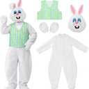Shihanee Easter Bunny Mascot Costume Adult Easter Rabbit Costume Suit with Vest Headpiece Bunny Dress for Party Cosplay