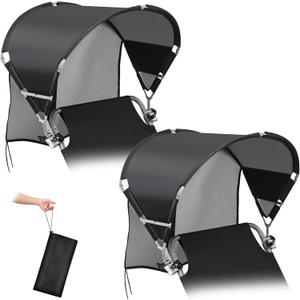 Universal Wind-Resistant Chair Umbrella Canopy, Foldable Portable UPF 50+ Sun Shade Attachment with Adjustable Clamp, Fits Most Beach, Outdoor, Camping, Lawn, Zero Gravity Chairs, Wheelchairs, 2 Pack