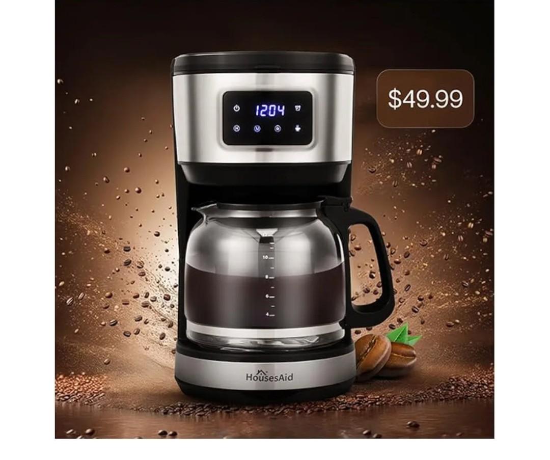 12 Cup Programmable Coffee Maker,Touchscreen Drip Coffee Maker-12 Cup Keep-Warm Function, Auto Shut-Off,Stainless Steel Construction,Permanent Filter,Ideal for Home and Office Use