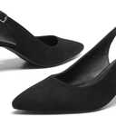 DREAM PAIRS Women's Kitten Heel Slingback Pointed Closed Toe Low Stiletto Heels Dress Bridal Elegant Wedding Pumps Shoes,Size 9,Black-Suede-1,SDPU2444W