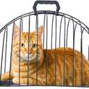 Escape-Proof Metal Cat Bathing Cage,Scratch-Resistant Grid,Dual Doors,Portable Shower Cage with Carry Handle for Small Cats (Small)