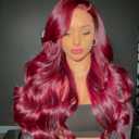 NOSTALGIA 99j Burgundy Wig Glueless Long Wavy Red Wigs for Women 28 Inch Curly Wig Side Part Wine Red Colored Wigs for Daily PartyUse