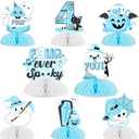 Cheereveal 8Pcs Halloween 4th Birthday Honeycomb Centerpieces for Boys, Four Ever Spooky Table Decorations Blue and Black, Ghost Bat Theme Halloween Birthday Baby Shower Party Supplies