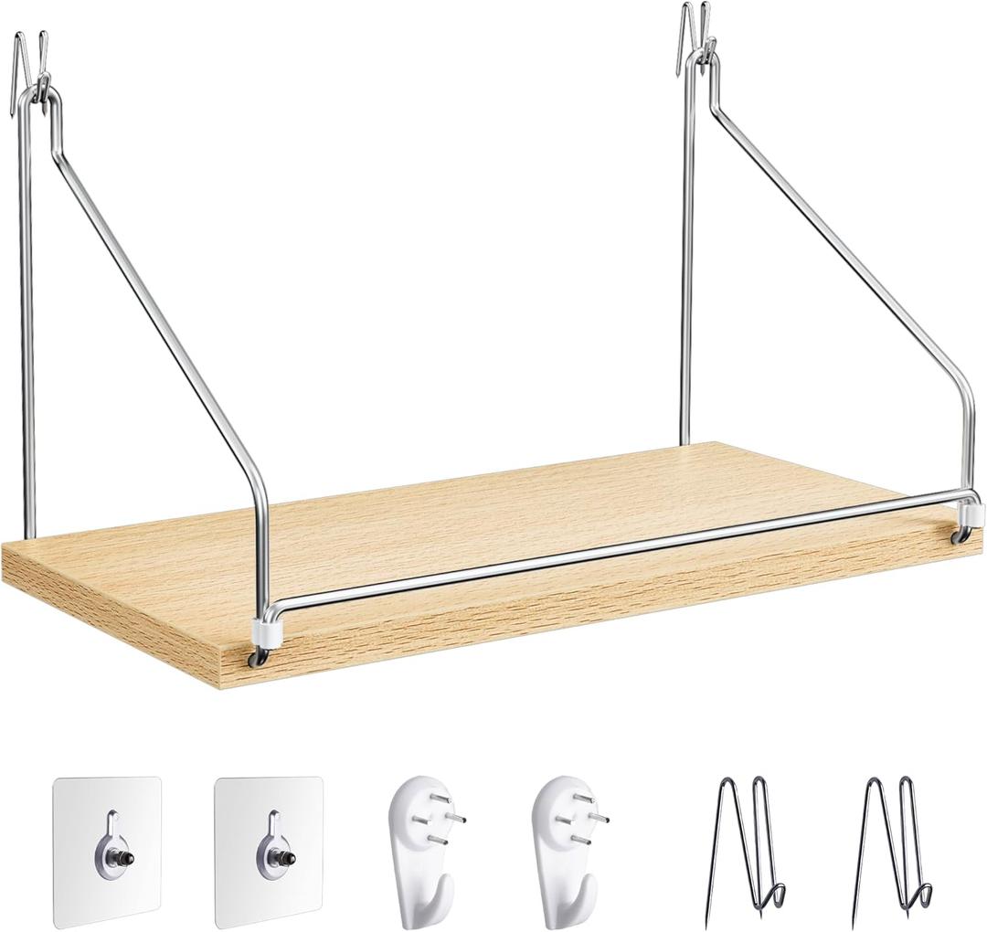 2 x Fabric Wall Cubicle Shelf Organizer, Office Cubical Accessories for Work, Cubicle Wall Decor Hooks for Bedroom Office, No Drill Shelf (with Adhesive Hook, Concrete Walls Hooks (1 Pack)