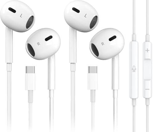 2 Pack-USB C Headphones for iPhone 17/16/15 Pro Max Plus Type C Earbuds with Microphone & Remote Noise Cancelling Earphones for iPhone 17/16/15 Pro, iPad,Galaxy S25/S24/S23/S22/S21/Ultra Note 10/20