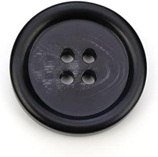 10 PCS 4 Holes Round Pattern Resin Buttons Flatback Sewing Button Favorite Findings Basic Buttons for Clothing Arts Crafts Projects DIY Decorations Sewing Accessories (10#Black, 23 mm)