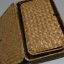 Set of 2 Wicker Basket with Lid, Seagrass Woven Basket for Storage, Decorative Storage Baskets Bins for Organizing Home (10.23" x 6.3" x 4.13"+ 9.05" x 5.11" x 3.34", Natural)