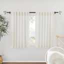 RYB HOME Linen Sheer Curtains - Flax Linen Woven Privacy Semi Sheer Drapes Light Filtering Glare Control Short Small Window Curtains for Kitchen Closet Cafe, W 52 x L 45 Inches, 2 Panels