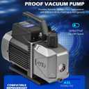 Orion Motor Tech A2L AC Vacuum Pump and Gauge Set, 5 cfm 2 Stage Sparkless Ignition Proof Vacuum Pump for R1234yf R32 R134a R410A System, with 4 Way AC Gauges Quick Couplers Thermometer Can Taps Hoses