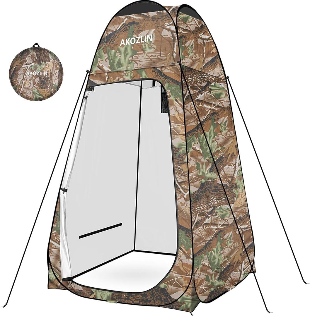 AKOZLIN Portable Pop Up Shower Privacy Shelters Instant Tent Dressing Changing Outdoor Camping Toilet Tent Camouflage, 6.2ft High-39.4"width