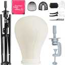 Neverland Beauty & Health 23 Inch Wig Head, Wig Stand Tripod with Head, Wig Head Stand with Mannequin Head for Wigs, Wig Stand with Head, Adjustable Tripod Manikin Head Set for Cosmetology(White)