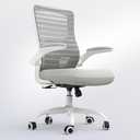 Office Chair for Long Hours & Back Pain Relief 4" Molded Foam Cushion, Padded Lumbar Support, and Padded Flip-up Armrests, Ideal for Office or Study, Light Gray
