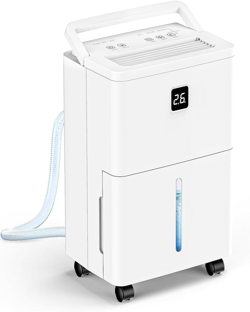 25 Pint Dehumidifier for Basement, Up to 3000 Sq.Ft, Quiet Dehumidifier with Drain Hose, Humidity Control, 24H Timer, Ideal for Bedroom, Bathroom, Room