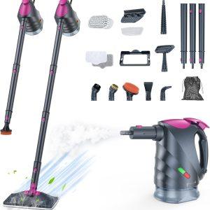 ScrubWiz 10-in-1 Steam Cleaner, Steam Mop & Detachable Handheld Steam Cleaner with 320ml Water Tank, 10s Fast Heating, Portable Steamer for Kitchen, Floor, Tiles, Window, BBQ Grill, Car, Gray