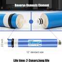 100GPD Reverse Osmosis Membrane Kit with RO Membrane Housing,Wrench,1/4" Quick-Connect Fittings,Check Valve and Water Pipe Replacement for Under Sink Home Drinking RO Water Filter System