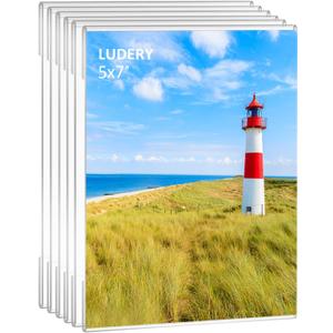 5x7 Acrylic Picture Frame,Set of 6,Clear Photo Frame Display 5x7 Pictures, Wall Mounted Clear Photo Frame Display Pictures for Home, School, Office (Vertical)