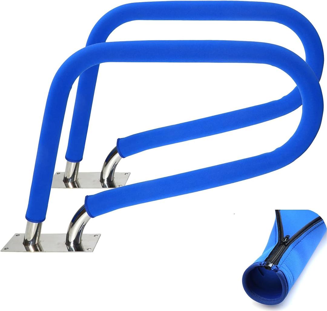 2 Pari Pool Handrail Cover - Slip Resistant Zippered Hand Grip Rail Cover, Safety Rail Grip Sleeve for Inground Swimming Pool Hand Railing Cover(4 feet, Royal Blue)