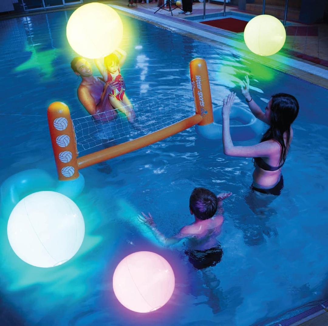 Pool Toys - 16" Light Up Beach Ball, 1/2/4 Pack Glow in The Dark Balls with 8 LED Modes, Pool Games for Adults, Teens and Kids, LED Ball for Outdoor or Indoor Activities