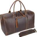 STAR VISTA Trevi 36L Handmade Full Grain Leather Travel Duffel Bag - Airplane Underseat Weekender Overnight Carry On Bag, Gym Bag, Sports Bag, YKK Zippers