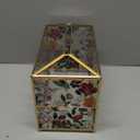 Patelai Floral Stained Glass Wedding Glass Card Box with Slot Wedding Envelope Holder for Reception, Gold Clear Card Box with Lock Decorative Baby Shower Birthday Party Bridal Shower (10.43 x 5.9 x 8.46 Inches)