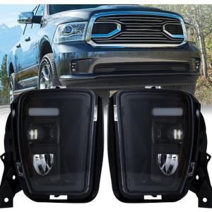 LED Fog Light with DRL Compatible with Dodge Ram 1500 Pickup 2013-2018 Truck Fog Light Assembly Driving Fog lamps