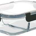 1 Pack Glass Meal Prep Containers 2 Compartments,Glass Food Storage Containers with Lids,Airtight Glass Lunch Bento Boxes,BPA Free,Oven,Freezer and Dishwasher Safe