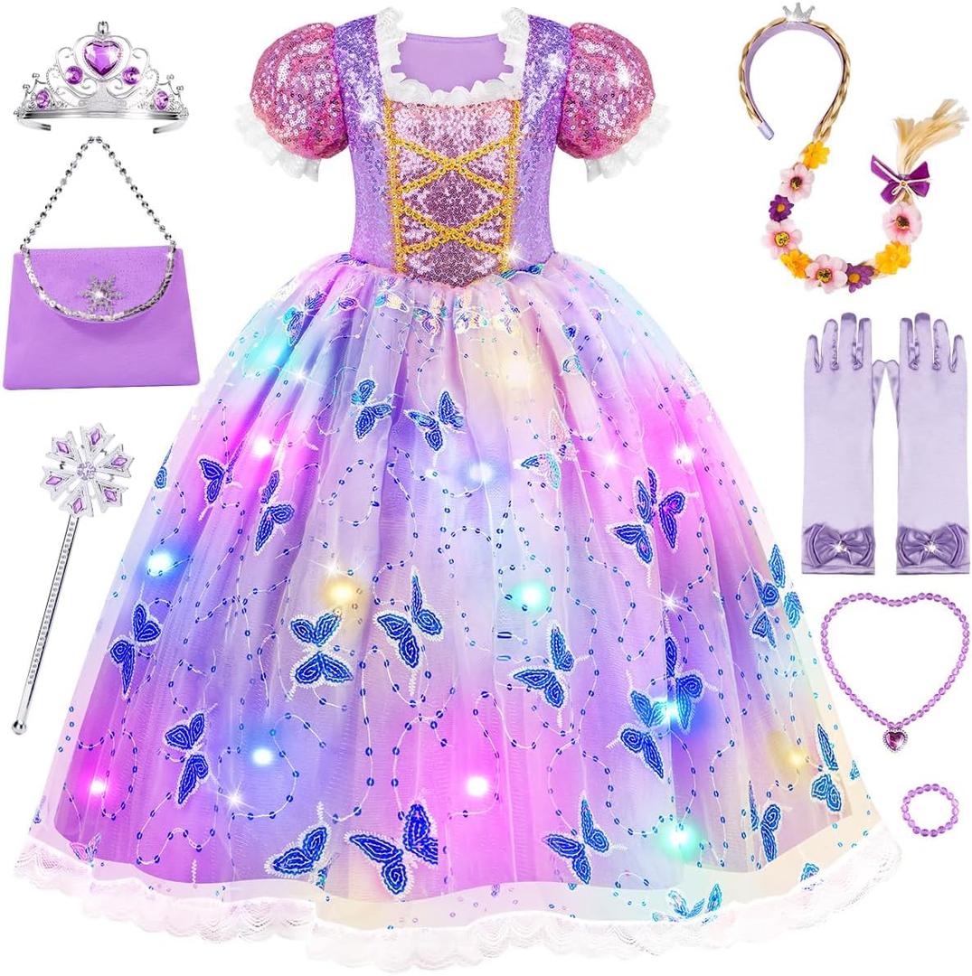 Meland Princess Dresses for Girls - Light Up Princess Costume for Little Girl, Halloween Costumes & Gift for Toddler S
