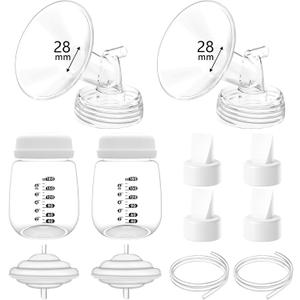 28mm Pump Parts Compatible with Spectra S1/S2/9 Plus,Spectra Replacement Pump Parts,Full Set Replace Include 28mm Flange, Duckbill Valve, Backflow Protector, Tubing and Bottle