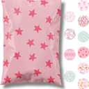 6x9 Designer Poly Mailer 100 Pack Heavy Duty Waterproof Self Seal Shipping Bags for Small Business Large Mailing Envelopes Bulk Tear Resistant Cute Packaging Seeing Stars Pink